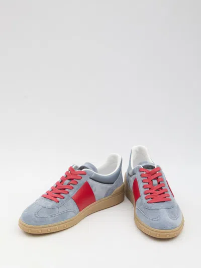 Valentino Garavani Men Upvillage Low Top Sneaker In Split Leather And Calfskin Nappa Leather In Grey