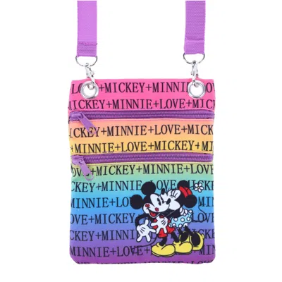 Jerry Leigh Disney Mickey And Minnie Mouse Rainbow Passport Crossbody Bag In Multi