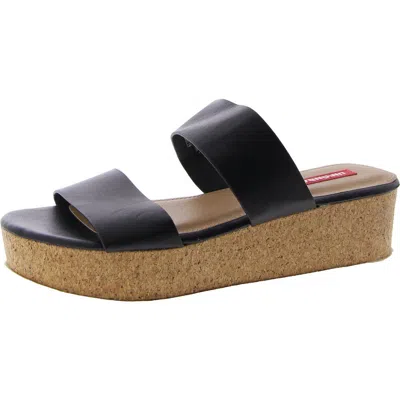 Unionbay Zozo Womens Faux Leather Slip On Slide Sandals In Black