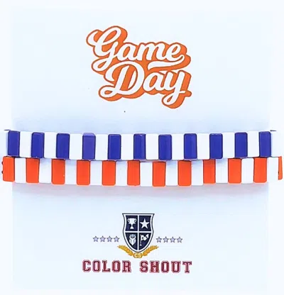 Color Shout Unisex - Game Day: Team Colors Enamel Tile Double Stack Bracelet In Royal Blue/orange In Multi