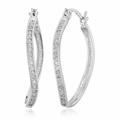 Vir Jewels 1/4 Cttw Lab Grown Diamond Hoop Earrings .925 Sterling Silver With Rhodium Plating 1 Inch In Silver