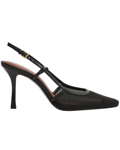 Reiss Black Leather Mesh Slingback Heels In Black