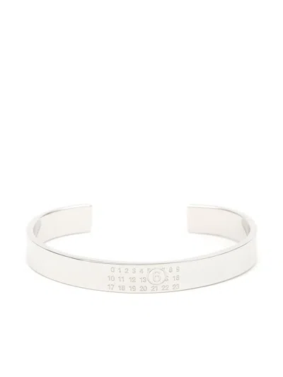 Mm6 Maison Margiela Numeric Engraved Cuff Bracelet In Grey