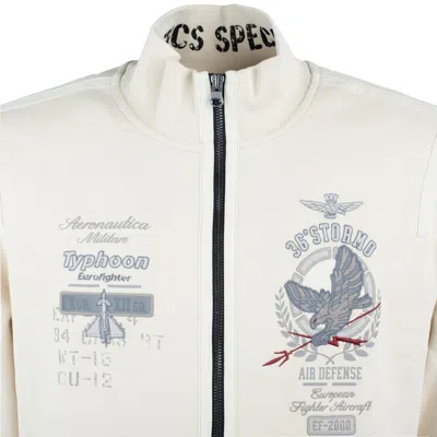Aeronautica Militare Full-zip Sweatshirt With Reflective Details In White