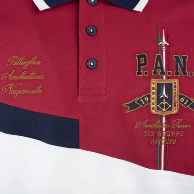 Aeronautica Militare P.a.n. Color-block Polo Shirt. In White, Blue, Red