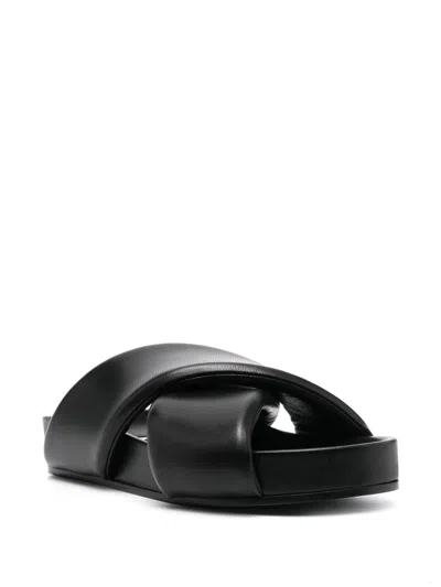 Jil Sander Black Sandals With Criss Cros Bands In Black