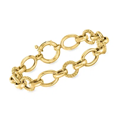 Ross-simons 18kt Gold Over Sterling Circle And Oval-link Bracelet In Multi