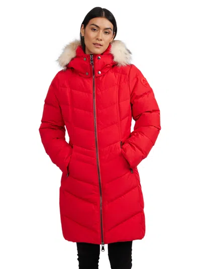 Pajar Women's January Down Chevron Puffer With Detachable Hood Fur In Multi