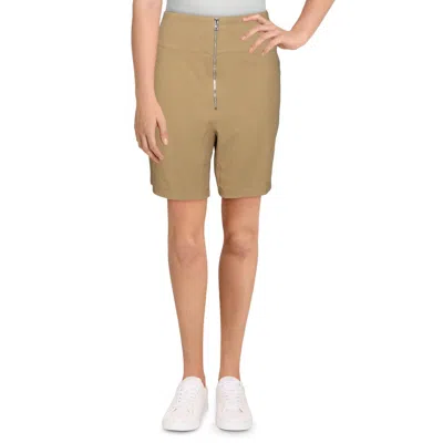 Danielle Bernstein Womens High Waist Solid Bike Shorts In Beige