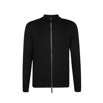 Armani Exchange Zip-up Knitted Jacket In Black