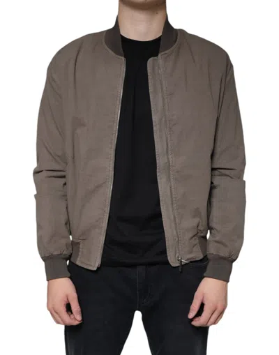 Pre-owned Bikkembergs Brown Full Zip Biker Bomber Long Sleeves Men's Jacket ()