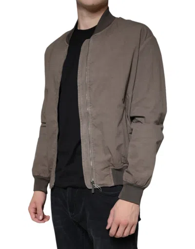 Pre-owned Bikkembergs Brown Full Zip Biker Bomber Long Sleeves Men's Jacket ()