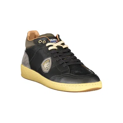 Blauer Sleek Black Lace-up Sneakers With Contrast Details In Black