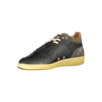Blauer Sleek Black Lace-up Sneakers With Contrast Details In Black