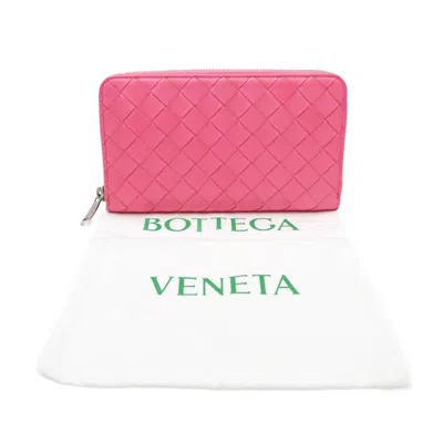Pre-owned Bottega Veneta Zip Around Wallet Pink Leather Wallet  ()