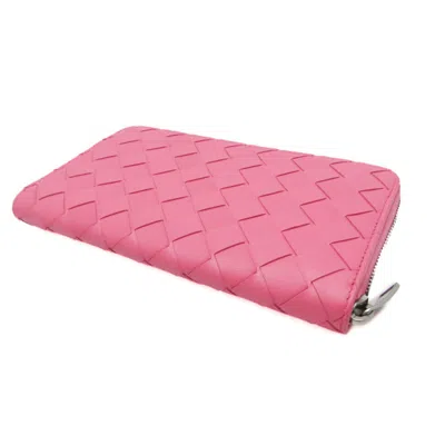Pre-owned Bottega Veneta Zip Around Wallet Pink Leather Wallet  ()