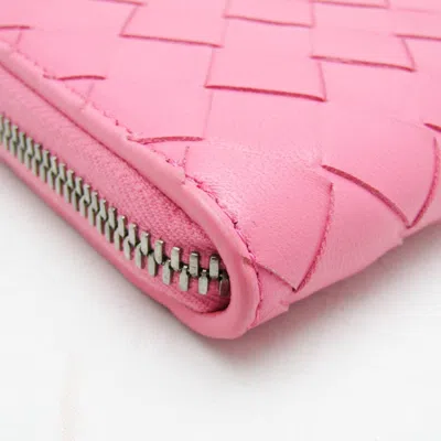 Pre-owned Bottega Veneta Zip Around Wallet Pink Leather Wallet  ()