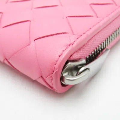 Pre-owned Bottega Veneta Zip Around Wallet Pink Leather Wallet  ()