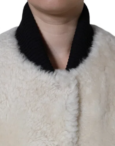 Burberry White Warrenford Shearling Leather Vest Coat Jacket In White