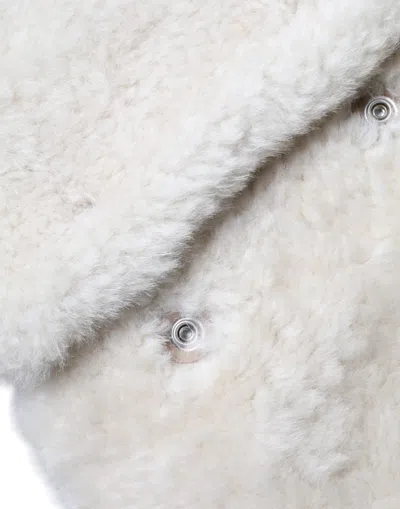 Burberry White Warrenford Shearling Leather Vest Coat Jacket In White