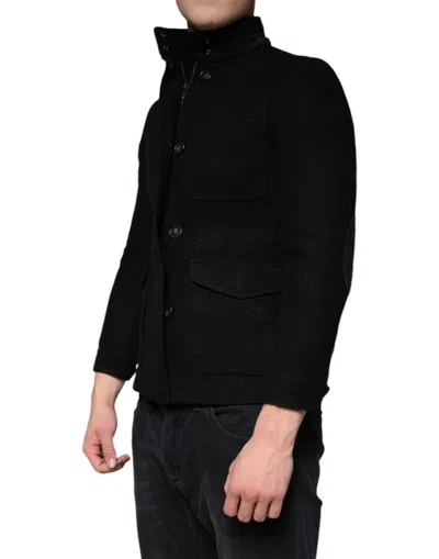 Dolce & Gabbana Black Button Down Cotton Stretch Denim Men's Jacket In Black