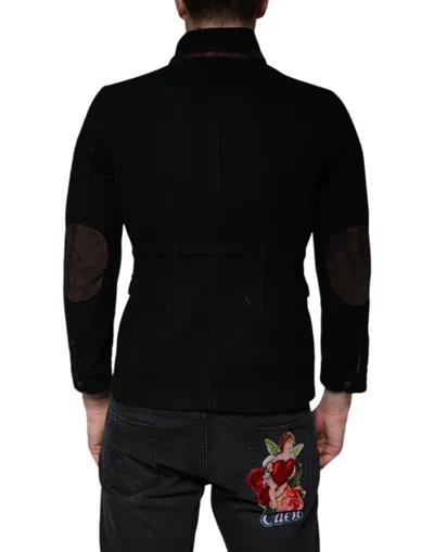 Dolce & Gabbana Black Button Down Cotton Stretch Denim Men's Jacket In Black