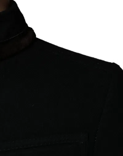 Dolce & Gabbana Black Button Down Cotton Stretch Denim Men's Jacket In Black