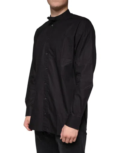 Dolce & Gabbana Black Cotton Button Down Men Casual Men's Shirt In Black