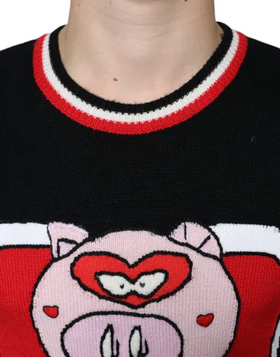 Dolce & Gabbana Black Cashmere Pig Of The Year Pullover Sweater In Black