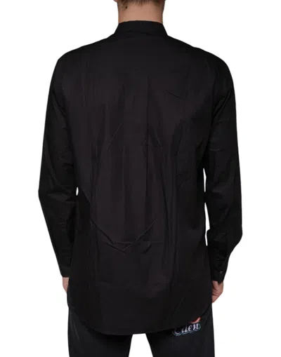 Dolce & Gabbana Black Cotton Button Down Men Casual Men's Shirt In Black