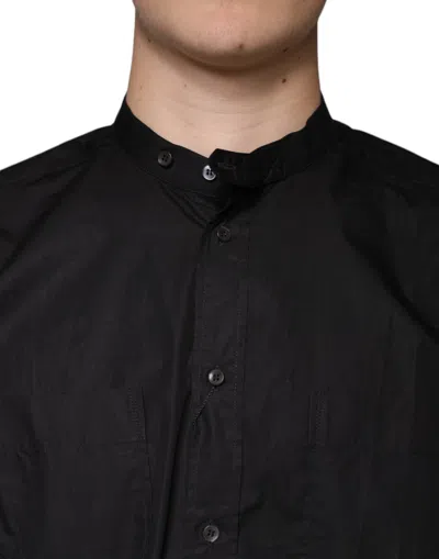 Dolce & Gabbana Black Cotton Button Down Men Casual Men's Shirt In Black