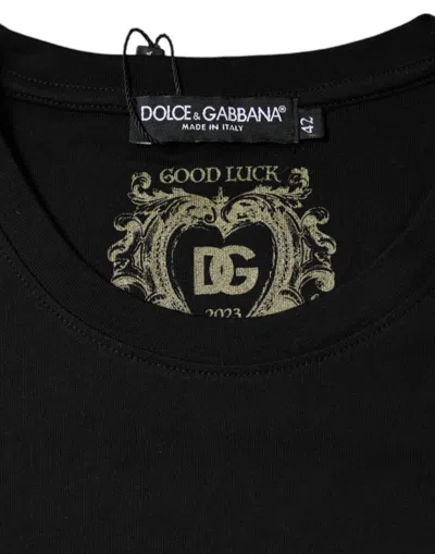 Dolce & Gabbana Black Cotton Crew Neck Short Sleeve T-shirt In Black