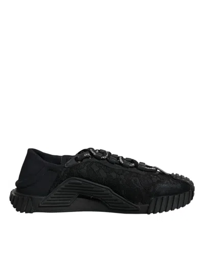 Pre-owned Dolce & Gabbana Black Lace Up Low Top Ns1 Sneakers Women's Shoes ()
