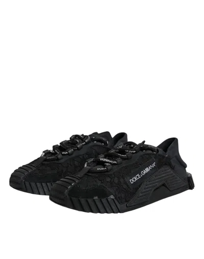 Pre-owned Dolce & Gabbana Black Lace Up Low Top Ns1 Sneakers Women's Shoes ()