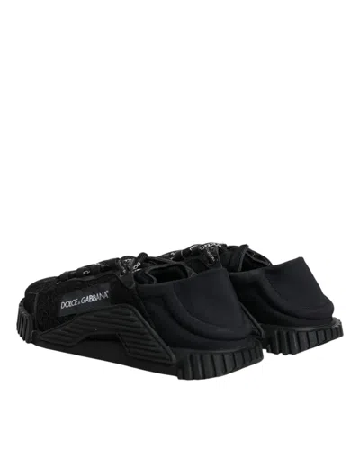 Pre-owned Dolce & Gabbana Black Lace Up Low Top Ns1 Sneakers Women's Shoes ()