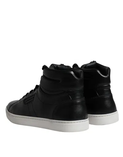 Dolce & Gabbana Black Leather High Top Men Sneakers Men's Shoes In Black