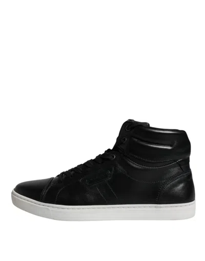 Dolce & Gabbana Black Leather High Top Men Sneakers Men's Shoes In Black
