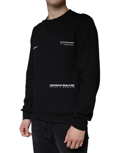 Dolce & Gabbana Black Logo Print Crewneck Sweatshirt Sweater In Black