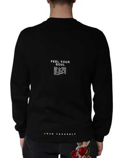 Dolce & Gabbana Black Logo Print Crewneck Sweatshirt Sweater In Black