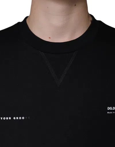 Dolce & Gabbana Black Logo Print Crewneck Sweatshirt Sweater In Black