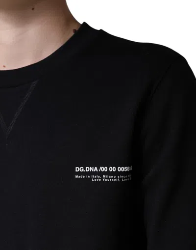 Dolce & Gabbana Black Logo Print Crewneck Sweatshirt Sweater In Black