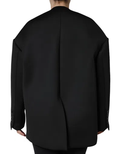 Dolce & Gabbana Black Polyester Double Breasted Coat Women's Jacket In Black