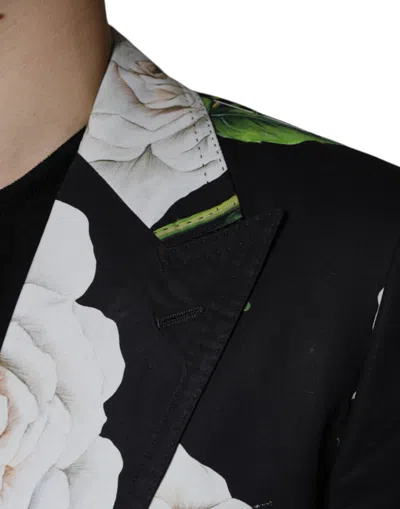 Dolce & Gabbana Black Rose Cotton Men Formal 2 Piece Men's Suit In Black
