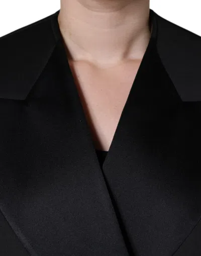Dolce & Gabbana Black Polyester Double Breasted Coat Women's Jacket In Black