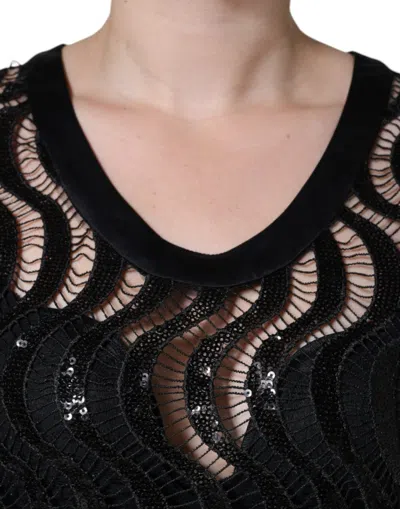 Dolce & Gabbana Black Sequin Sleeveless Tank Blouse Top In Black