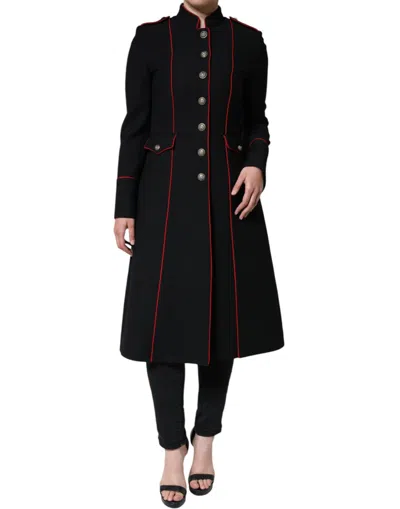 Dolce & Gabbana Black Wool Single Breasted Trench Coat Jacket In Black