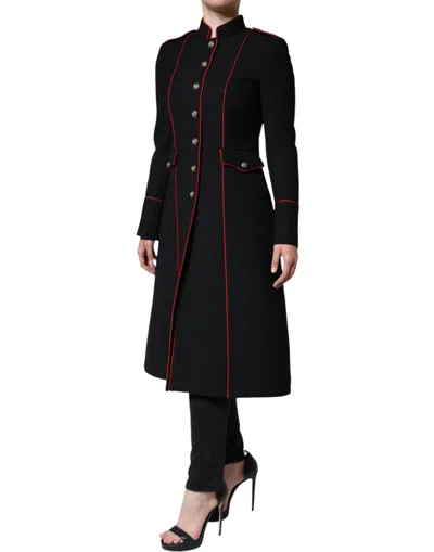 Dolce & Gabbana Black Wool Single Breasted Trench Coat Jacket In Black