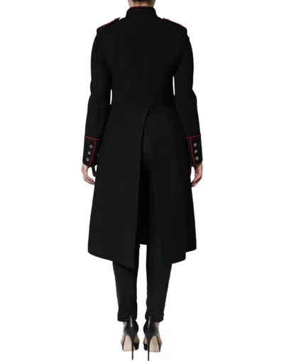 Dolce & Gabbana Black Wool Single Breasted Trench Coat Jacket In Black