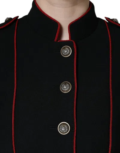 Dolce & Gabbana Black Wool Single Breasted Trench Coat Jacket In Black