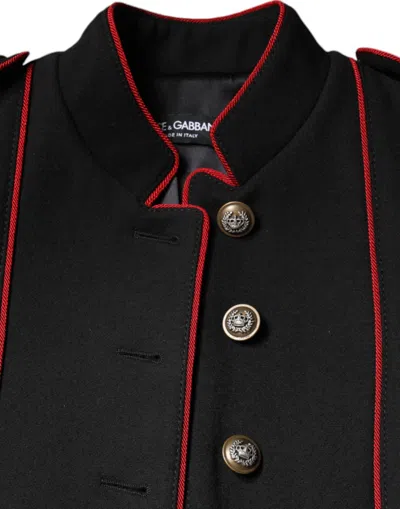 Dolce & Gabbana Black Wool Single Breasted Trench Coat Jacket In Black